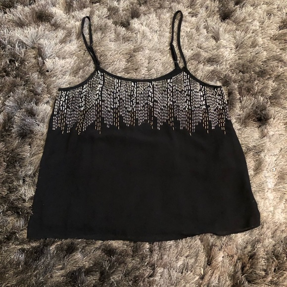Silver and Gold Beaded Black Cami - Picture 3 of 4